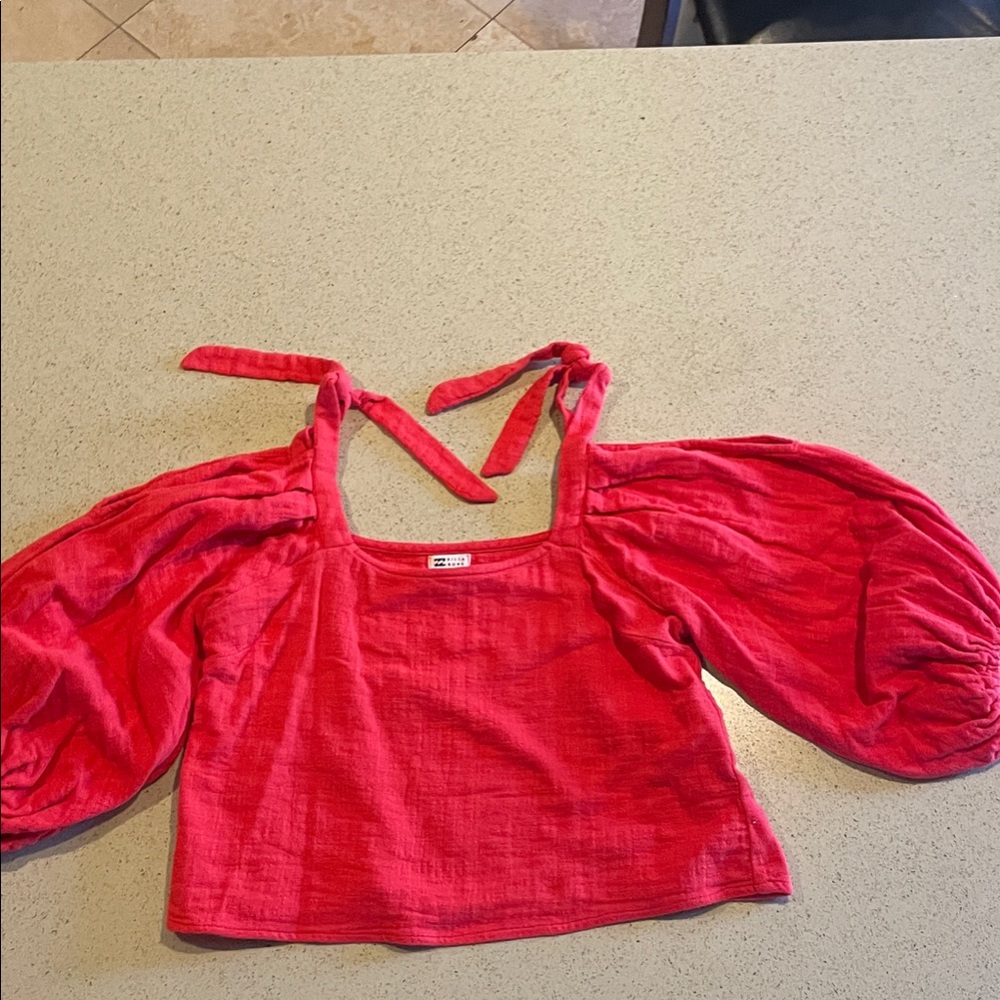 Billabong Red Puff Sleeve Top